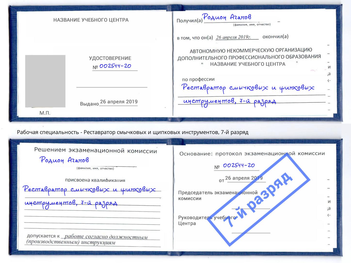 корочка 7-й разряд Реставратор смычковых и щипковых инструментов Белгород