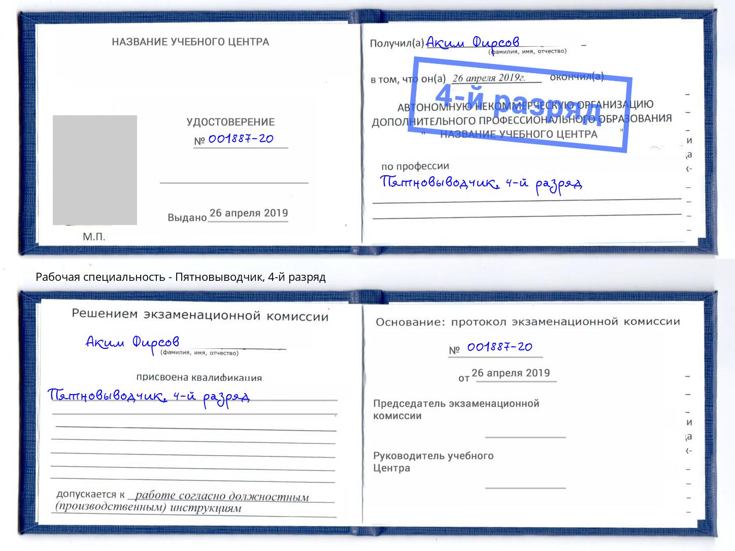 корочка 4-й разряд Пятновыводчик Белгород
