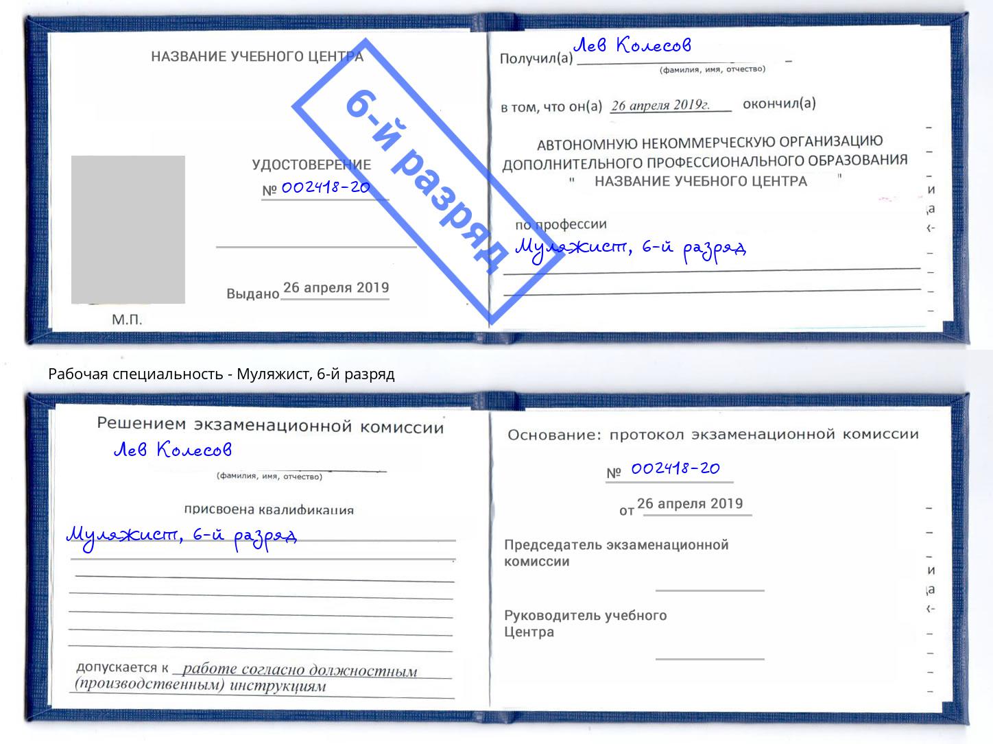 корочка 6-й разряд Муляжист Белгород