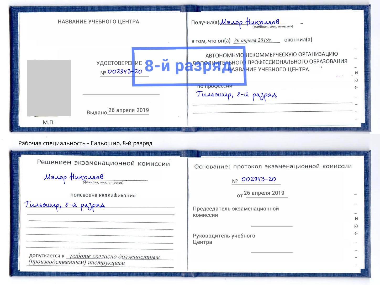 корочка 8-й разряд Гильошир Белгород